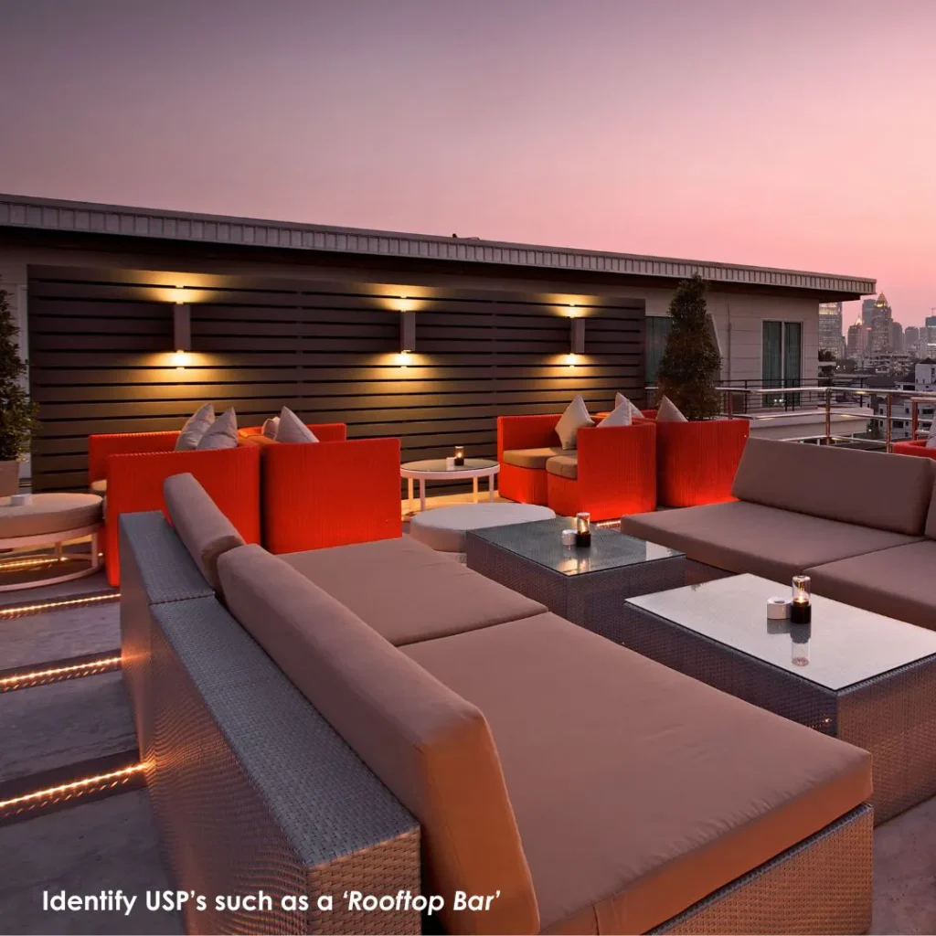 Stylish rooftop bar